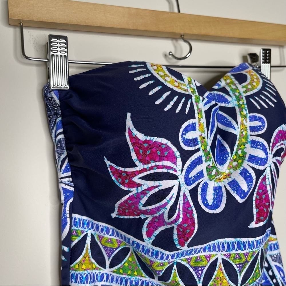TRINA TURK MIDNIGHT BLUE LOTUS BATIC SIZE 6 vacation beach modest poolside - Picture 4 of 15
